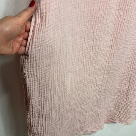 THREE DOTS Casual Soft Pink Double Gauze Shirt Dress With Pockets Size L - Picture 4 of 8